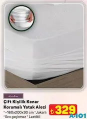 LİLA ÇİFT KİŞİLİK KENAR KORUMALI YATAK ALEZİ 160X200X30 CM